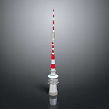 Tall Red And White Striped Communication Tower With Antenna And Metal Base