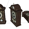 Three Vintage Wooden Table Clocks With Round Dials And Metal Decorations