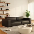 Modern double sofa coffee table combination 3d model