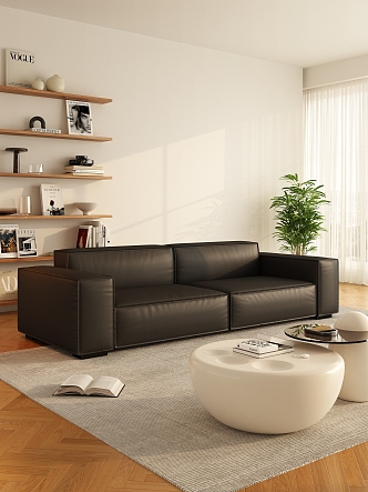 Modern double sofa coffee table combination 3d model