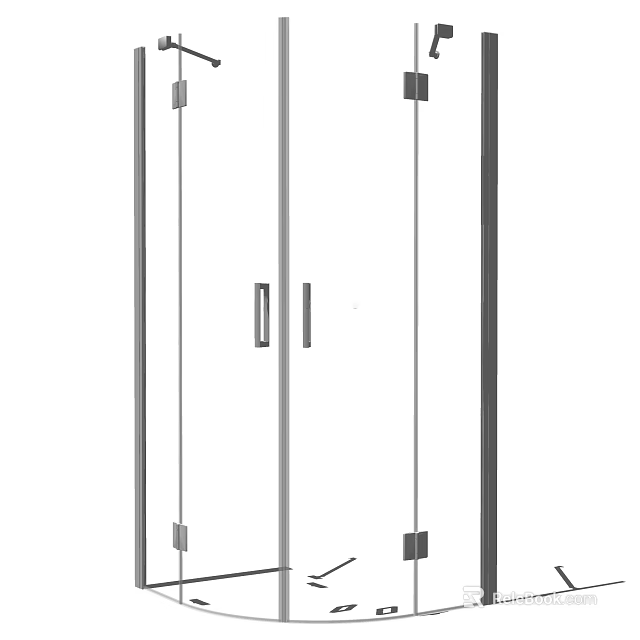 Modern Shower Sauna Enclosure With Glass Doors And Sleek Metal Frames Design 3d model 