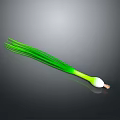 Fresh Green Onion With Green Leaves And White Bulb On Gray Background