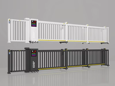 Public Facility Entry Barrier Gates With White Black Design And Digital 3d model