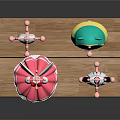 Cute Decorative Figurines With Pink Ballet Dress And Green Frog On Wooden Base