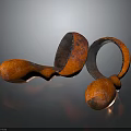 Orange Ring Shaped Equipment Components With Metallic Texture And Textured Surface 3d model