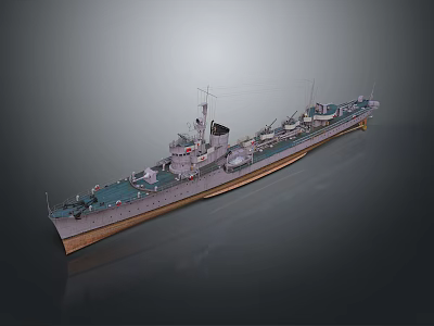 Detailed Military Warship Model As Water Transport With Historical Naval Features 3d model