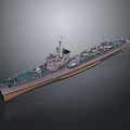 Detailed Military Warship Model As Water Transport With Historical Naval Features