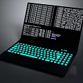 Black Laptop Displaying Code With Blue Backlit Keyboard And Screen