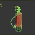 Red Fire Extinguisher With Cylindrical Body Black Base And Metal Handle