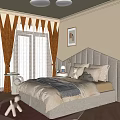 Kids Room Interior Design With Gray Headboard Brown Curtains White Sheer Curtains And Stuffed Toys