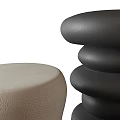 Modern Minimalist Side Tables With Black Beige White Textured Surfaces And Varied Shapes