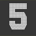White Number 5 Decorative Furniture Stand Composed of Small Round Dots Design