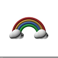 Vibrant Rainbow Shaped Decorative Piece With White Clouds And Colorful Bands