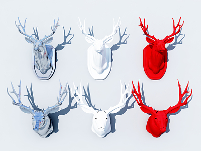 Modern animal wall decoration deer sculpture 3d model