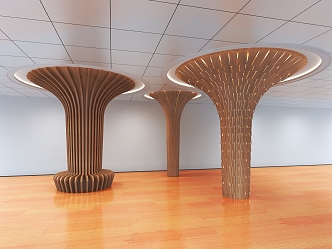 Pillar wood grain indoor pillar su 3d model