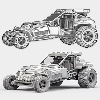 Futuristic Off Road Vehicle Concept Design With Open Top Structure Large Tires And Mechanical Details 3d model
