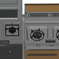 Modern Kitchen Setup Featuring Various Appliances Stove Oven Sink And Cabinets 3d model