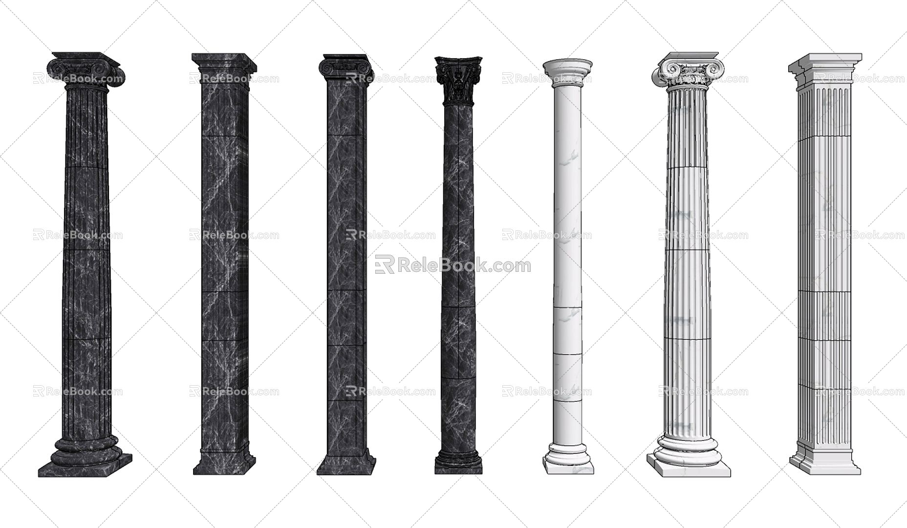 Jane European Roman Column Classical Marble Roman Column 3d model