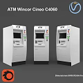 Three Modern White ATM Machines As Daily Electrical Appliances With Digital Screens And Operation Panels
