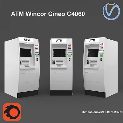 modern household appliances ATM bank currency 3d model