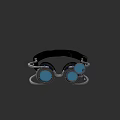 Game and Movie Character Wearing Blue Lens Goggles with Black Headband and Metal Frame