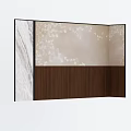Modern Minimalist Bedroom Accent Wall With Marble Texture Floral Pattern And Wooden Panel