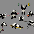 Active Reptiles Showing Diverse Poses With Sports Equipment And Playful Actions