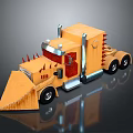 Yellow Toy Truck With Spikes Front Scoop And Red Cabin Details