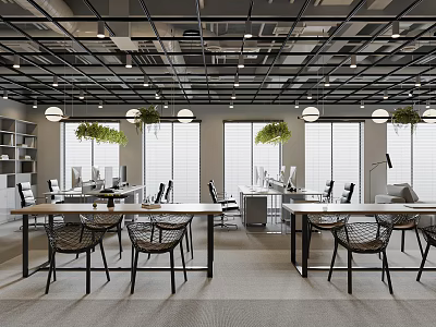modern public office area office area 3d model