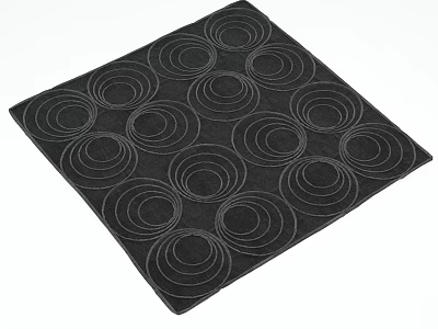 Square Rug with Stylish White Concentric Circles on Black Background Design 3d model
