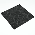 Square Rug with Stylish White Concentric Circles on Black Background Design