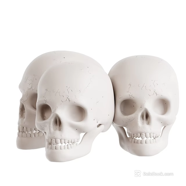 White Decorative Skull Models Set Of Three For Display And Decoration 3d model 
