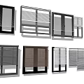 Various Window Blinds Designs With Different Colors And Installation Styles 3d model