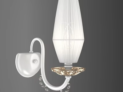 Elegant Modern Wall Lamp With White Glass Shade And Gold Base Crystal Beads 3d model