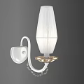 Elegant Modern Wall Lamp With White Glass Shade And Gold Base Crystal Beads