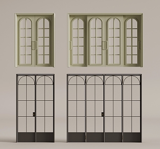 French sliding door sliding door 3d model