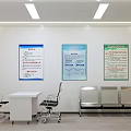 Service Hall Interior With Desks Office Chairs Waiting Benches And Posters