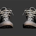 Pair of High Top Canvas Shoes in Black With White Laces and White Sole