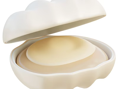 Opened Oyster Shell With Shiny Pearl Inside Natural Aquatic Creature 3d model
