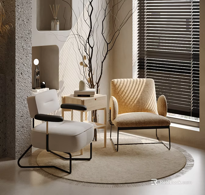 Cozy Sofa Set For Living Room With Side Table And Decor 3d model