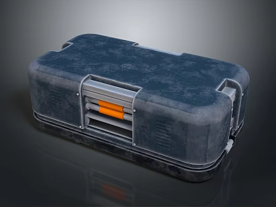 Dark Blue Hard Shell Toolbox With Metal Latches Orange Accents And Portable Handle For Home Storage 3d model