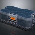Dark Blue Hard Shell Toolbox With Metal Latches Orange Accents And Portable Handle For Home Storage