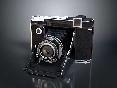 Vintage Analog Folding Camera With Classic Design And Metal Parts In Retro Style 3d model