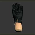 Black Leather Glove Displayed on Light Colored Hand Model Against Dark Background 3d model