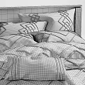 Cozy Bedroom Interior With Wooden Headboard Gray Quilt And Nightstand