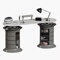 Modern Dressing Table With Cylindrical Storage Columns Cosmetics And Table Lamp 3d model