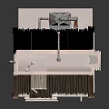 Two Story Wooden House Model With Sloped Roof Porch Windows And Chimney