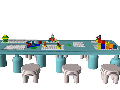Modern children's table and chair leisure play area table and chair combination 3d model