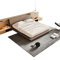 Contemporary Double Bed With Brown Headboard White Bedding Nightstands Lamps Rocking Chair And Gray Rug