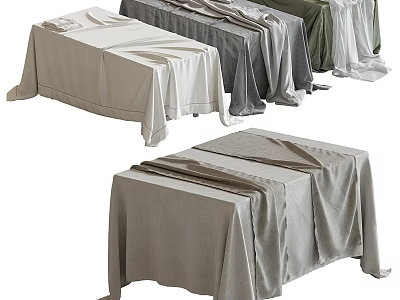 Various Colored Tablecloths On Tables With Wrinkled Linen Texture Design 3d model
